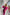 ELAGIA fuchsia puffed sleeve midi prom dress side angle - 3 piece women's suit purple business suit women