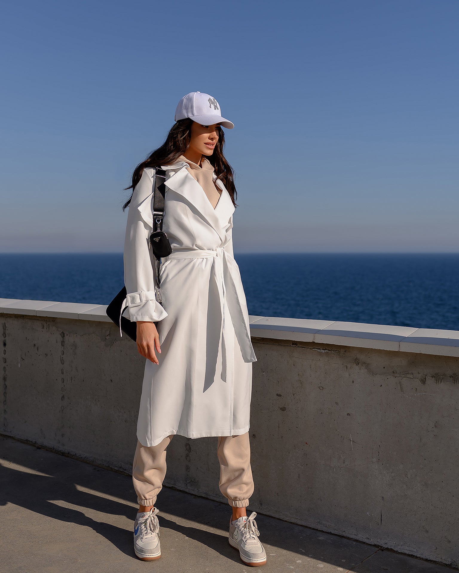 White Belted Trench Coat