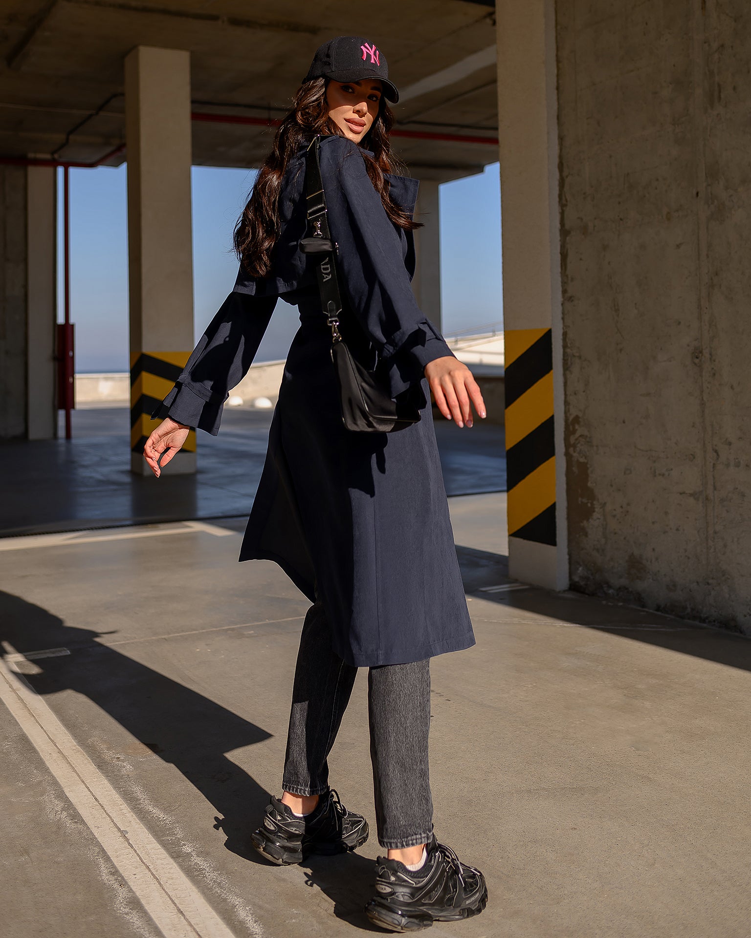 Navy Belted Trench Coat