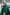 ELAGIA Emerald Satin Cloak Sleeve Mini Dress lifestyle image with model - 3 piece women's suit style