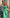 Green Puffed Sleeve Midi Dress
