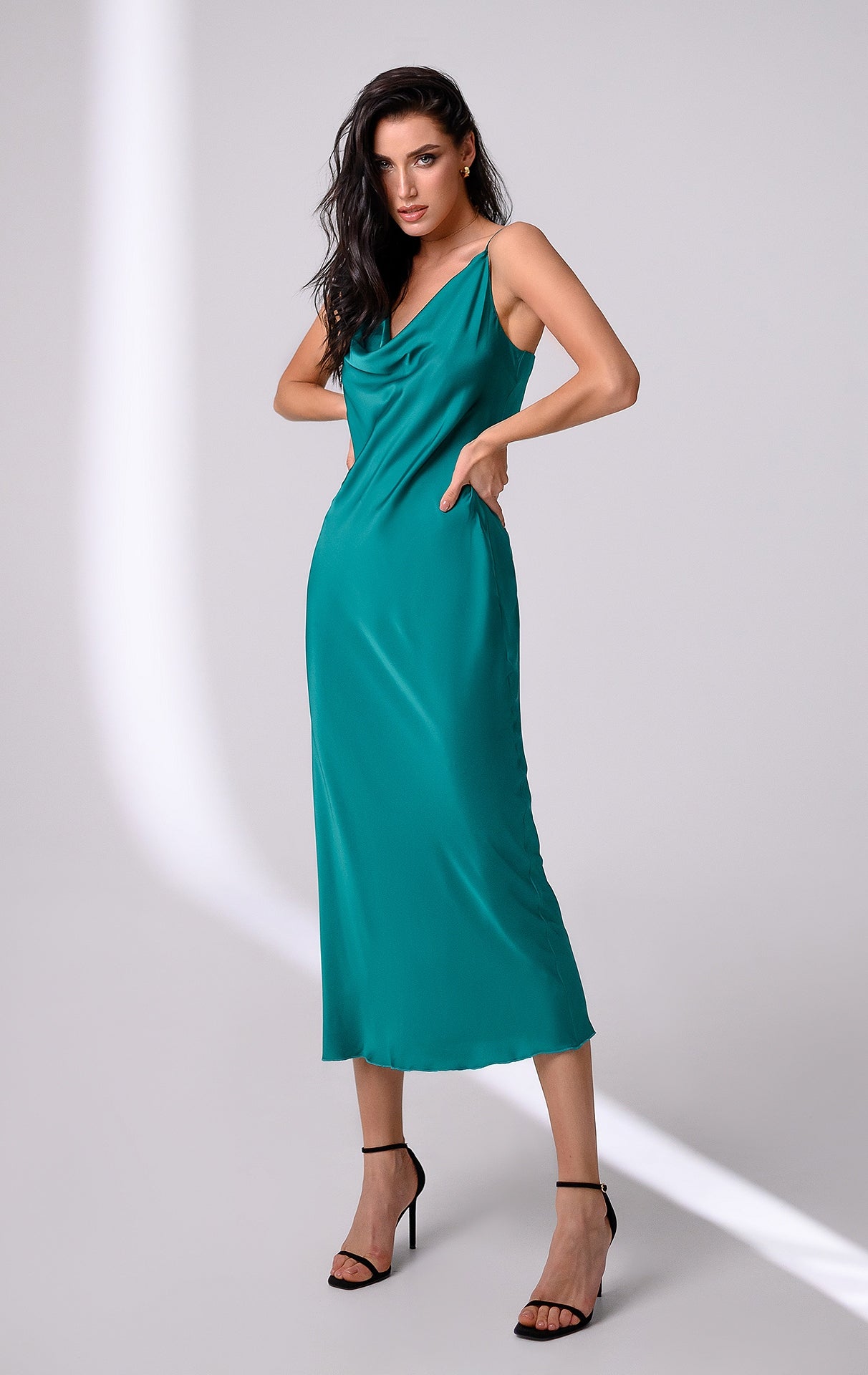 Alexa Green Silk Slip Dress