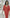 ELAGIA red V-neck bell sleeve midi dress front view - elegant 3 piece women's suit style business attire