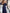 ELAGIA navy wrap long sleeve maxi dress close-up of sleeve detail - formal 3 piece women's suit inspired look