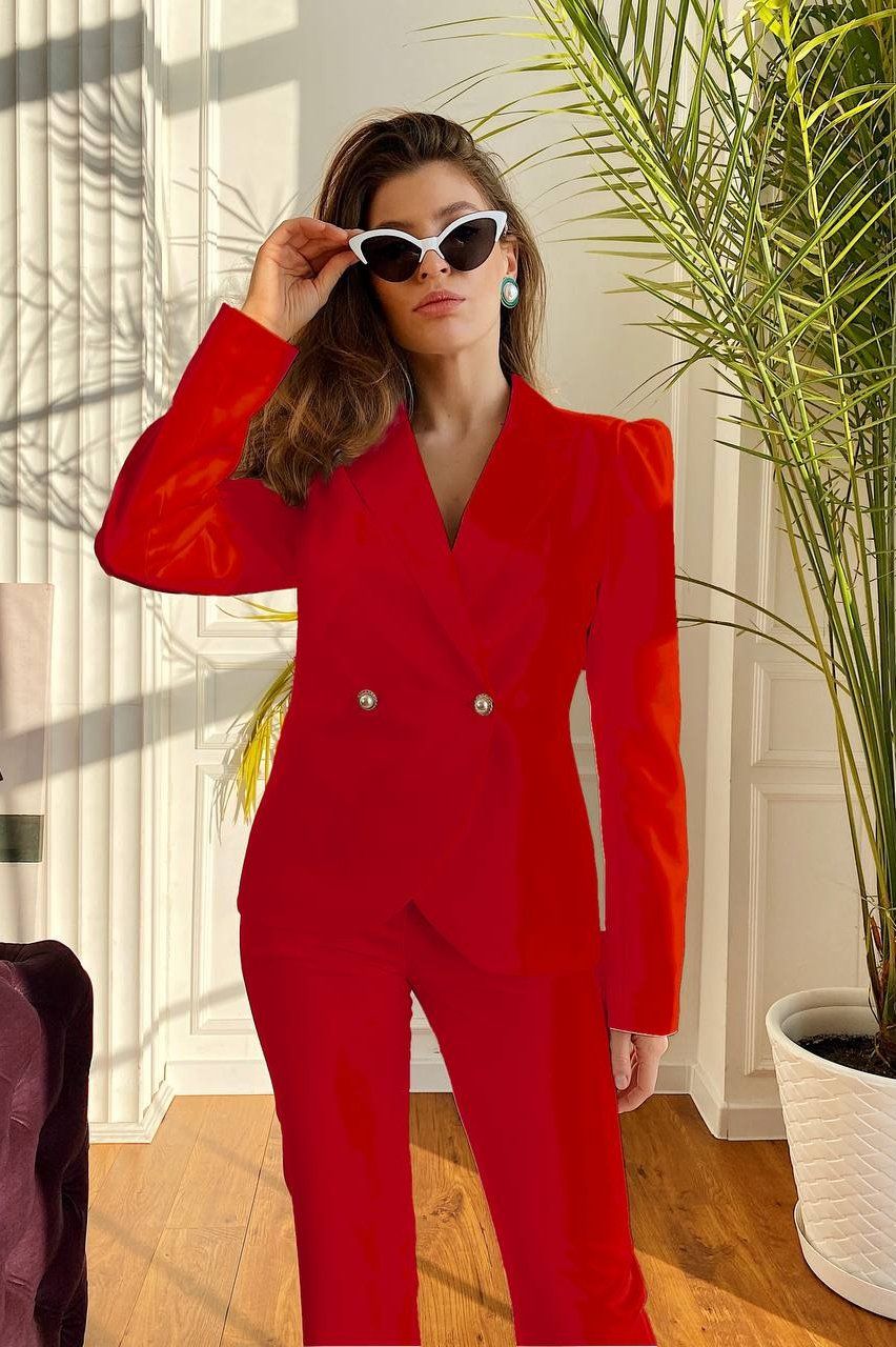 Red Double Breasted Suit 2-Piece