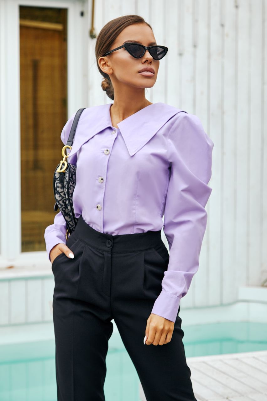 Purple dress shirt black pants deals