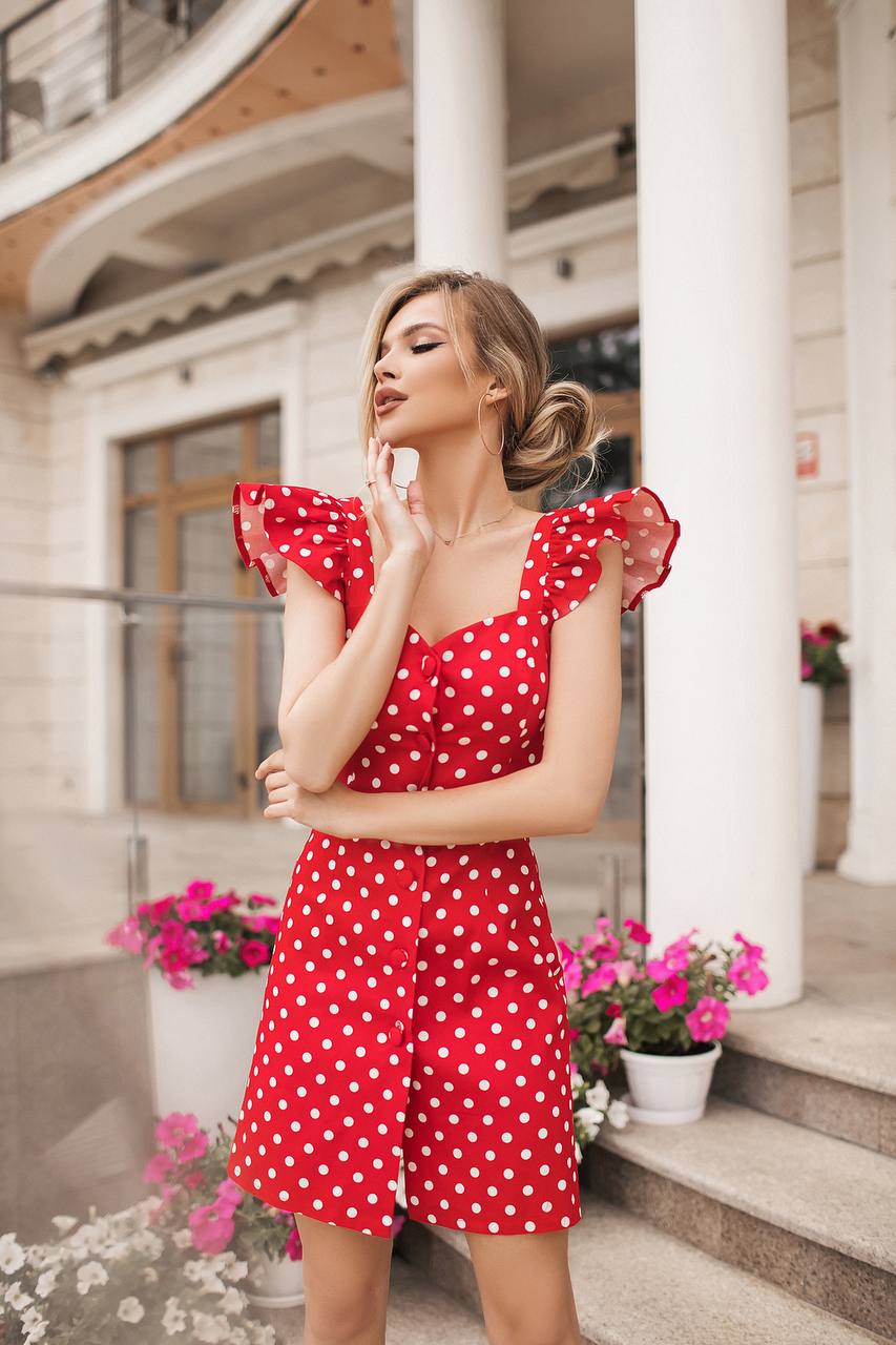 Red Polka-Dot Mini Dress