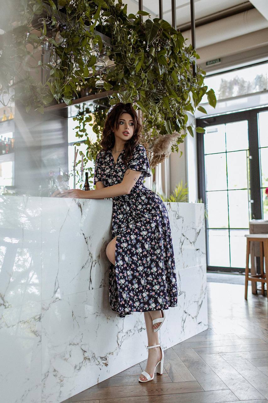 Navy print midi dress hotsell