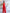 ELAGIA red strapless v-neck jumpsuit front view - womens red suit set with wide-leg silhouette