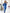 ELAGIA blue puff-sleeve belted midi dress front view - 3 piece women's suit purple business suit women style